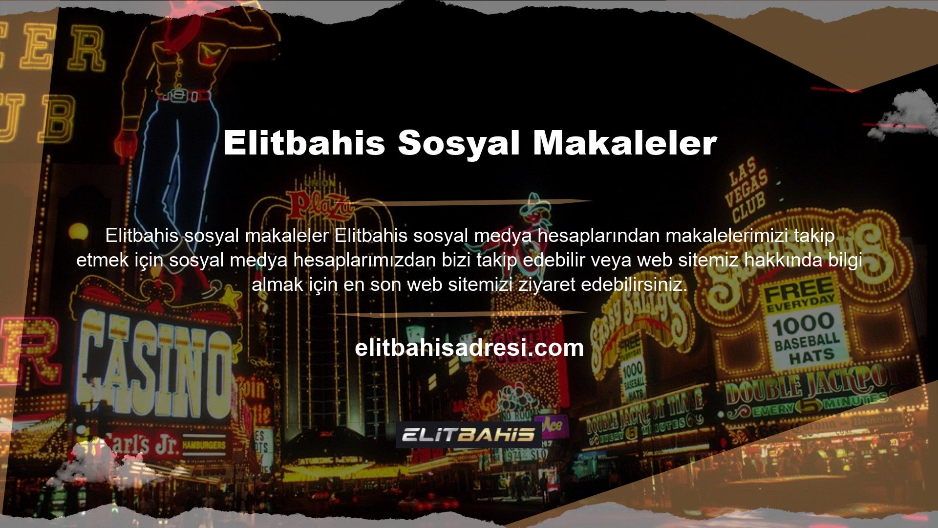 Doğru adres, kaliteli bahis siteleri için iletişim bilgileri almak ve profesyonellerle bahisleri koordine etmek için Elitbahis bir numara olmaya devam ediyor, siteye üye olduktan sonra, ilk yatırım Elitbahis kayıt bonusunu alıp ücretsiz etkinliklere ücretsiz katılabilirsiniz